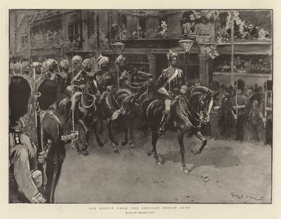 De escorte van het reguliere Indiase leger door Georges Bertin Scott